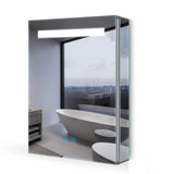 LED Illuminated Bathroom Mirror Cabinet with Shaver Socket Demister 400x600mm