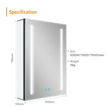 LED Illuminated Matte Black Mirror Cabinet with Shaver Socket Adjustable Color 500x700mm