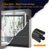 LED Black Bathroom Mirror Cabinet with Shaver Socket Adjustable Color 2 Doors 600x700mm