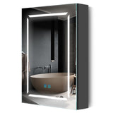 500x700mm LED Black Aluminum Mirror Cabinet with Shaver Socket Adjustable Color Demister