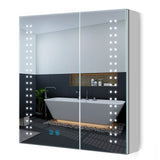 630x650mm LED Mirror Cabinet with Shaver Socket Demister 2 Doors Spot Lights