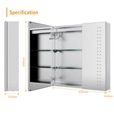 630x650mm LED Mirror Cabinet with Shaver Socket Demister 2 Doors Spot Lights