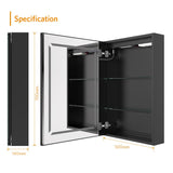 LED Black Mirror Cabinet With Shaver Socket Demister Adjustable Color 500x700mm
