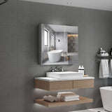 Aluminum Bathroom Mirror Cabinet with Soft Close Hinges 2 Doors 650x600mm