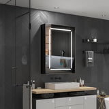 LED Black Mirror Cabinet With Shaver Socket Demister Adjustable Color 500x700mm