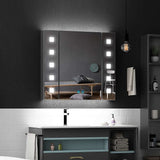 LED Mirror Cabinet with Shaver Socket Dimmer Switch 650x600mm Square Lights