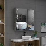 630x650mm LED Mirror Cabinet with Shaver Socket Demister 2 Doors Spot Lights