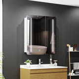 600x700mm LED Mirror Cabinet with Shaver Socket Touch-Switch Anti-fog 2 Doors, White