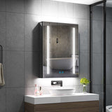 500x700mm LED Illuminated Matte Black Mirror Cabinet with Shaver Socket Adjustable Color