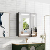 600x700mm LED Mirror Cabinet with Aluminum Shaver Socket Touch-Switch Anti-fog 2 Doors, Black