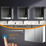 630x650mm LED Mirror Cabinet with White Aluminium Shaver Socket Demister 3-Color Chaing 2-Doors