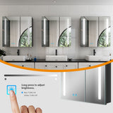 630x650mm LED Mirror Cabinet with Black Aluminium Shaver Socket Demister 3-Color Chaing 2-Doors