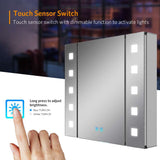 LED Mirror Cabinet with Shaver Socket Dimmer Switch 650x600mm Square Lights