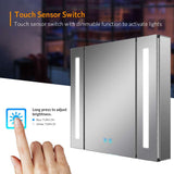650x600mm LED Mirror Cabinet with Shaver Socket Dimmer Switch Strip Lights