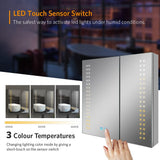 LED Mirror Cabinet with Shaver Socket Demister 2 Doors 630x650mm Spot Lights
