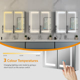 630x650mm LED Illuminated Mirror Cabinet with Adjustable Color Shaver Socket 2 Doors