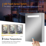 LED Illuminated Bathroom Mirror Cabinet with Shaver Socket Demister 400x600mm