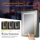 500x700mm LED Black Aluminum Mirror Cabinet with Shaver Socket Adjustable Color Demister