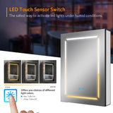 LED Black Mirror Cabinet With Shaver Socket Demister Adjustable Color 500x700mm