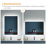 LED Illuminated Bathroom Mirror with Demister (No cabinet) 500x700mm