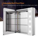 650x600mm LED Mirror Cabinet with Shaver Socket Dimmer Switch Square Lights