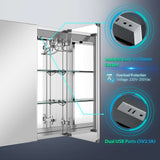 630x650mm LED Mirror Cabinet with Shaver Socket USB Port IR Switch 2 Doors