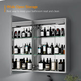 500x700mm Bathroom Mirror Cabinet with LED Illuminated Shaver Socket Demister Straight