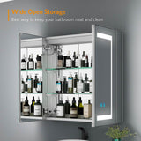 630x650mm LED Illuminated Mirror Cabinet with Adjustable Color Shaver Socket 2 Doors