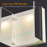 630x650mm LED Mirror Cabinet with White Aluminium Shaver Socket Demister 3-Color Chaing 2-Doors