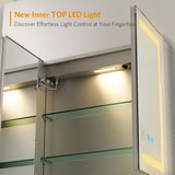 630x650mm LED Illuminated Mirror Cabinet with Adjustable Color Shaver Socket 2 Doors