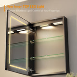 LED Black Mirror Cabinet With Shaver Socket Demister Adjustable Color 500x700mm