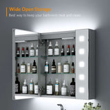 650x600mm LED Mirror Cabinet with Shaver Socket Dimmer Switch Square Lights