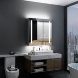 LED Bathroom Mirror Cabinet with Shaver Socket 2 Doors IR Switch 630x650mm