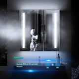 LED Bathroom Mirror Cabinet with Shaver Socket 2 Doors IR Switch 630x650mm