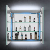LED Bathroom Mirror Cabinet with Shaver Socket 2 Doors IR Switch 630x650mm