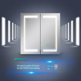 630x650mm LED Bathroom Mirror Cabinet with Ambient Lighting Shaver Socket 2 Doors