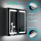 630x650mm LED Bathroom Mirror Cabinet with Ambient Lighting Shaver Socket 2 Doors