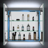 630x650mm LED Bathroom Mirror Cabinet with Ambient Lighting Shaver Socket 2 Doors