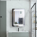 500x700mm LED Mirror Cabinet with Matt-Black Aluminum Shaver Socket Touch-Switch Anti-fog