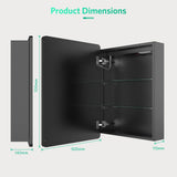 500x700mm LED Mirror Cabinet with Matt-Black Aluminum Shaver Socket Touch-Switch Anti-fog