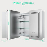 630x650mm LED Mirror Cabinet with Shaver Socket Touch-Switch Anti-fog 2 Doors, Silver