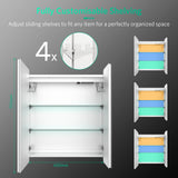600x700mm LED Mirror Cabinet with Shaver Socket Touch-Switch Anti-fog 2 Doors, White