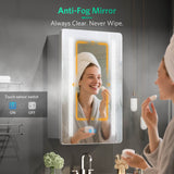 500x700mm LED Mirror Cabinet with Silver Aluminum Touch-Switch Anti-fog Shaver Socket