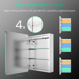 500x700mm LED Mirror Cabinet with Silver Aluminum Touch-Switch Anti-fog Shaver Socket