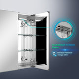 630x650mm LED Bathroom Mirror Cabinet with Shaver Socket 2 Doors IR Switch