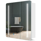 600x700mm LED Mirror Cabinet with Shaver Socket Touch-Switch Anti-fog 2 Doors, White