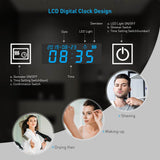 LED Illuminated Bathroom Mirror with Digital Clock Shaver Socket (No cabinet) 500x700mm