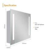 LED Illuminated Bathroom Mirror Cabinet with Shaver Socket Demister 650x600mm Straight