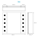 LED Mirror Cabinet with Shaver Socket Dimmer Switch 650x600mm Square Lights