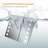 650x600mm LED Illuminated Mirror Cabinet with Shaver Socket Demister 2 Doors